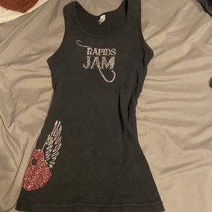 Black fitted Rapids Jam tank top